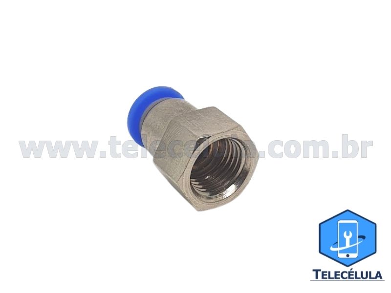 CONECTOR FEMEA PU 8MM X1/4 PNEUMÁTICA ENGATE RÁPIDO PARA COMPRESSOR LAMINAÇÃO OCA E LCD